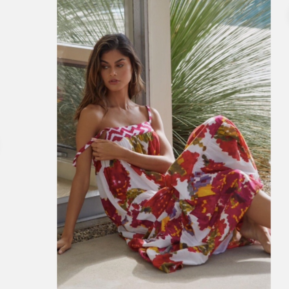 Ro's Garden Natasha Tiered Maxi Cotton Sun Dress Roberta Freymann